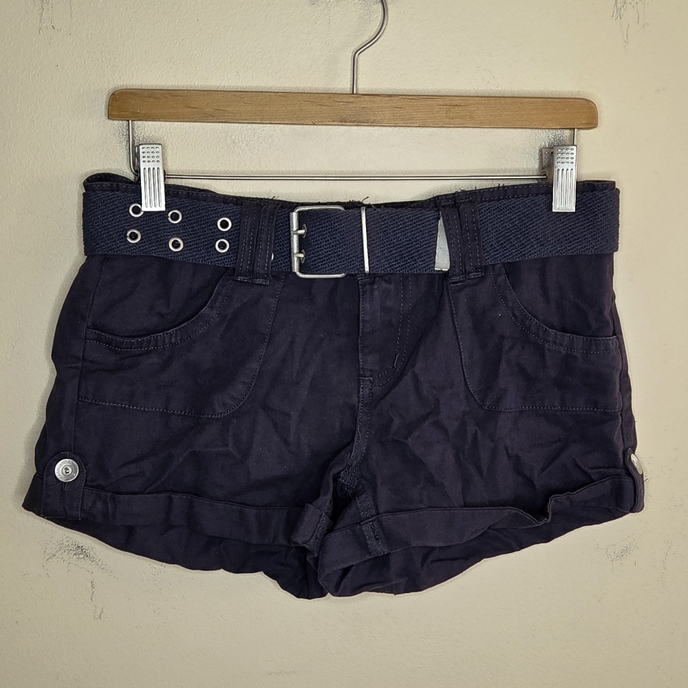 Y2K Dollhouse Dark Gray Cuffed Low Rise Short Shorts with Belt Junior Size 3
